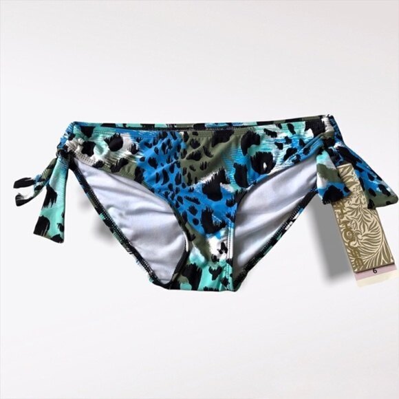 Beach House Animal Print Bikini Bottom Side Tie Swim Size 6 - Picture 4 of 9